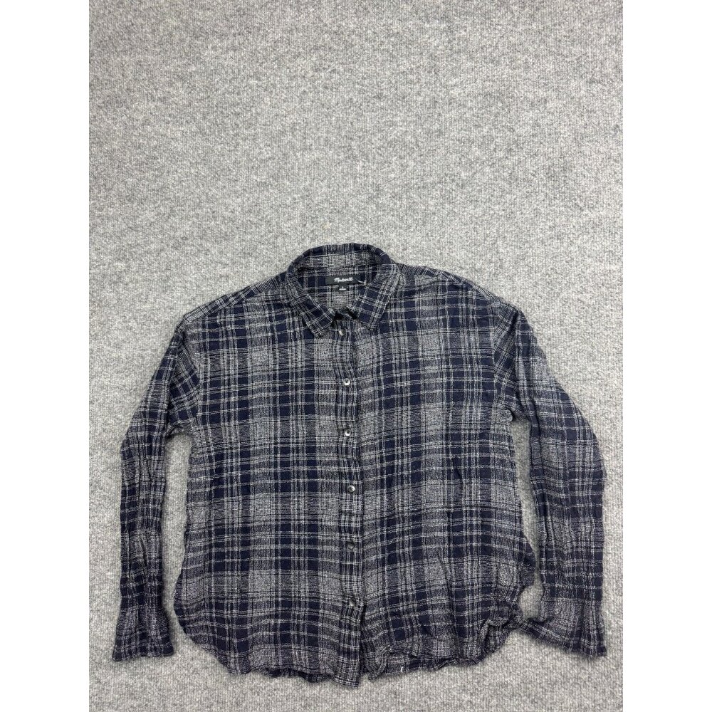 Madewell Westward Bell Sleeve Button Down Shirt Women's S Plaid Wool Blend